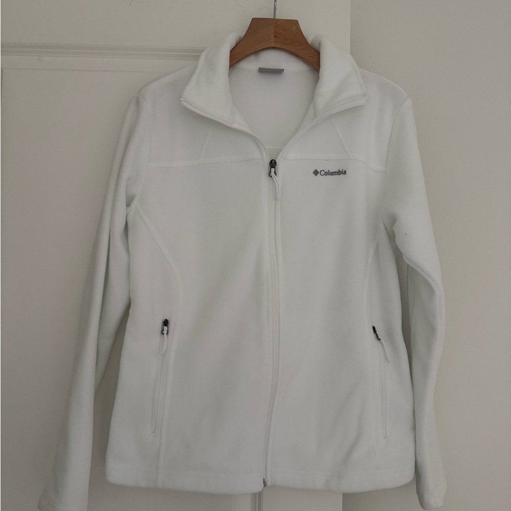 Columbia women’s white fleece full zip sweater jacket size large